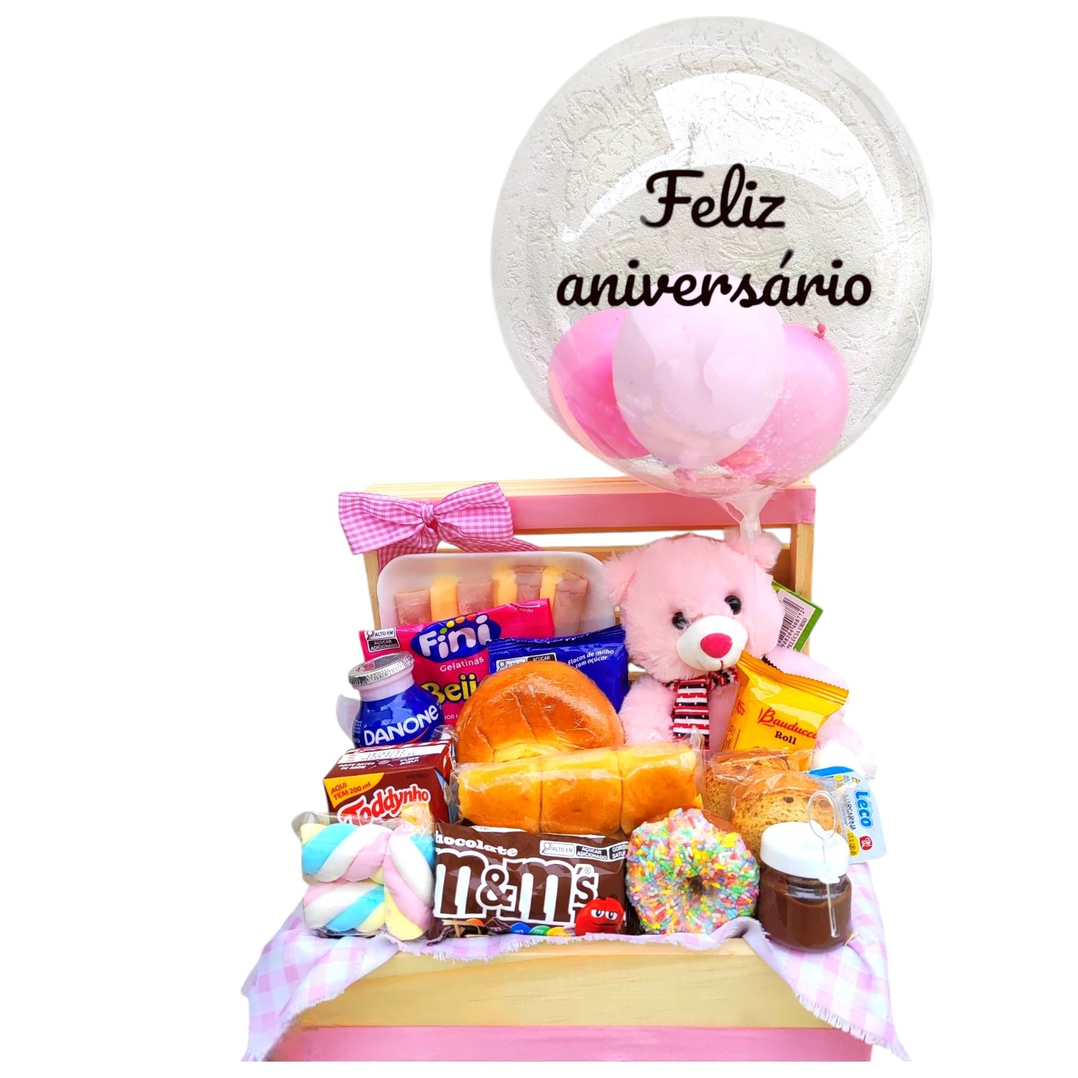 Cesta de caf da manh kids - No rosa
