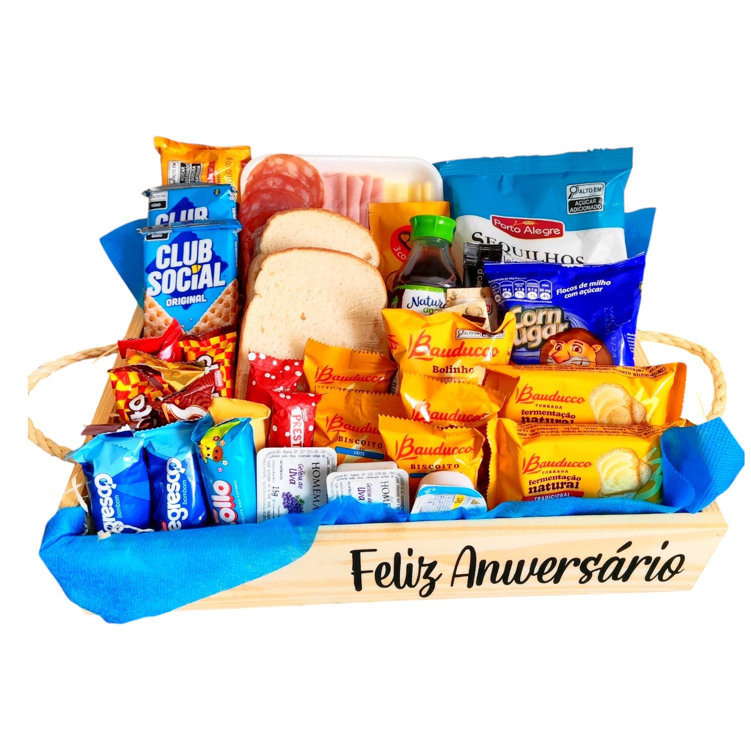 Cesta de caf da manh - happy birthday