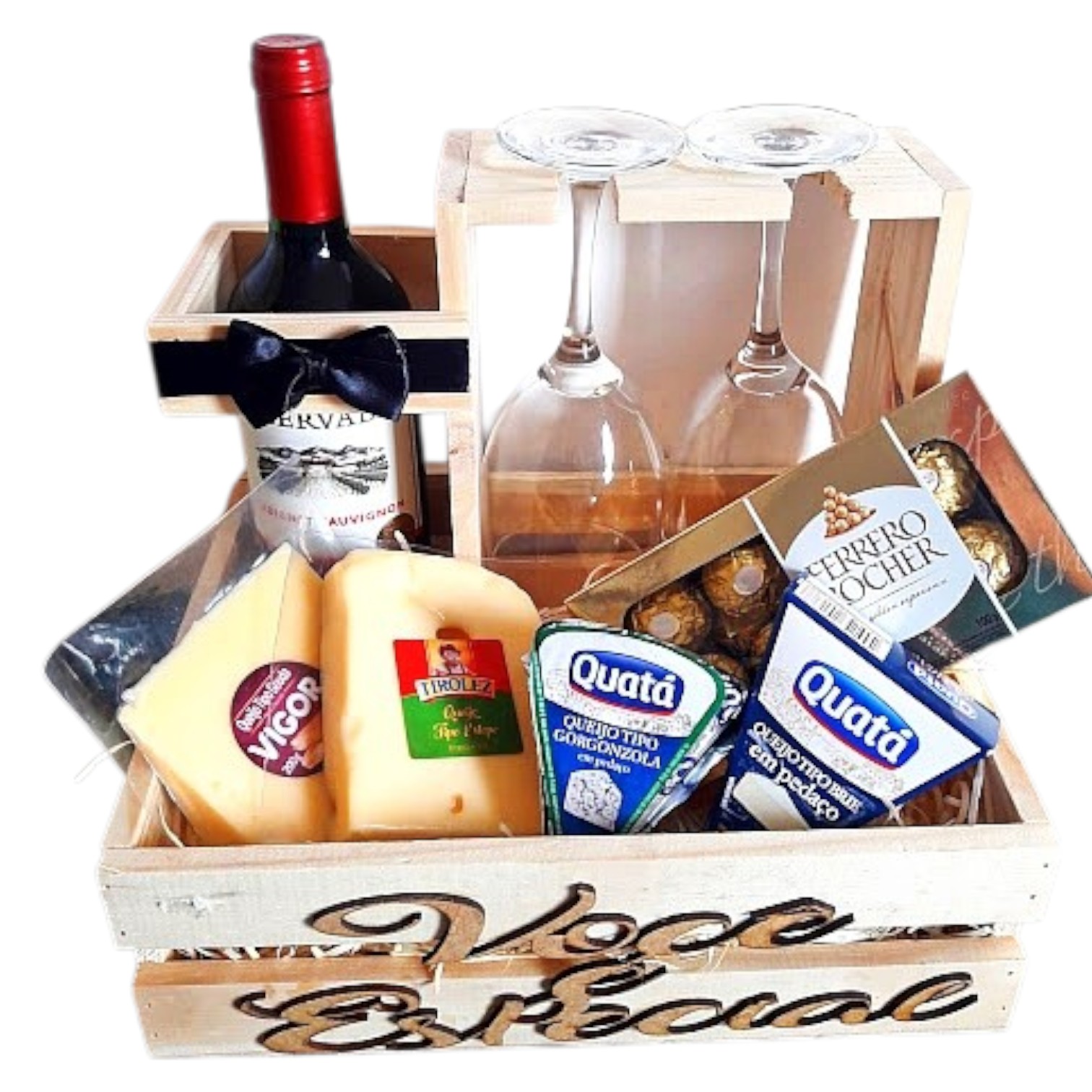 Cesta De Queijos E Vinho Luxuosa
