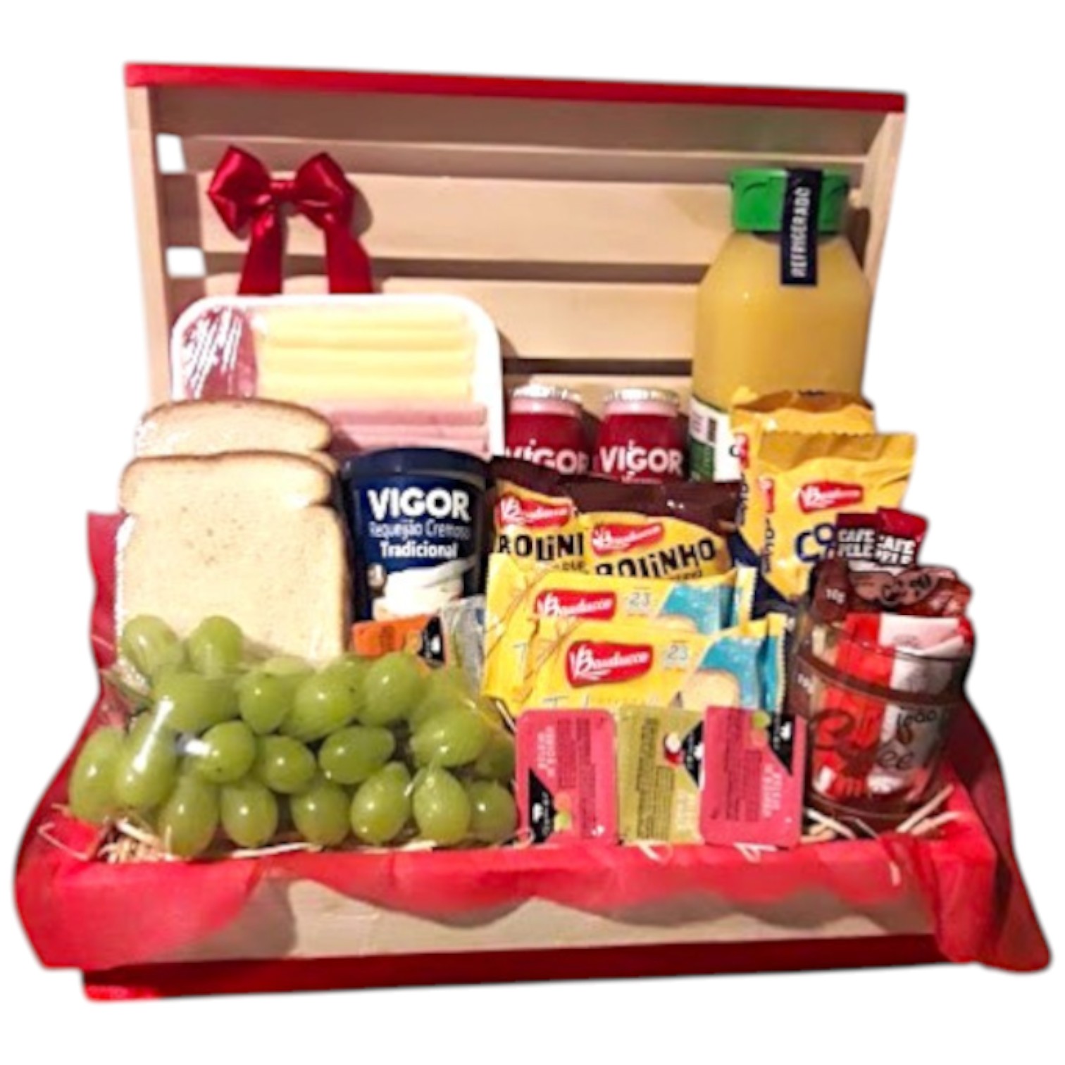 Cesta De Caf� Da Manh� Com Carinho No Vermelho